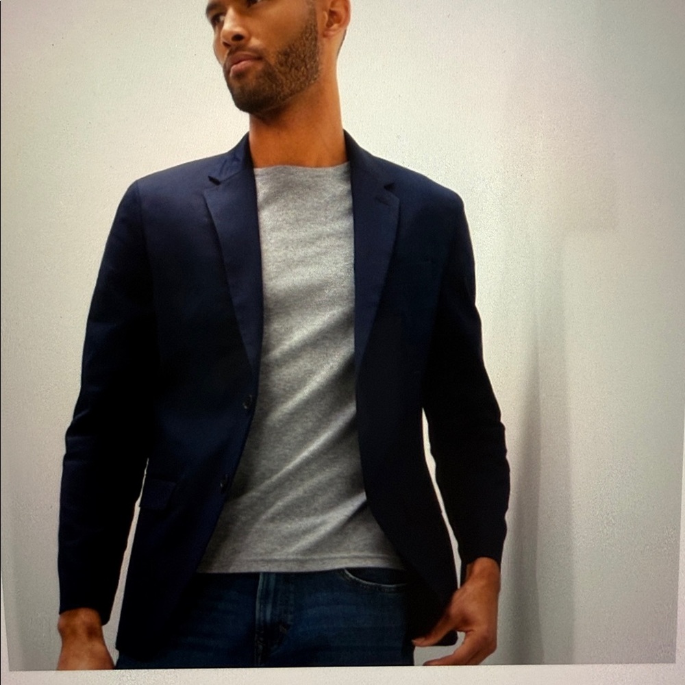 Banana Republic Blazer Mens 38S Sport Coat Casual Jacket Core Temp Slim Fit Blue